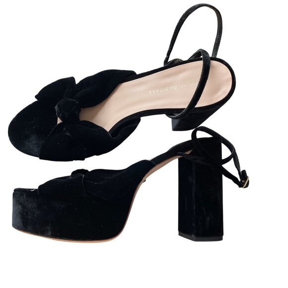 Loeffler Randall Roz Knot Platform Sandals Black Velvet 10.5 - Picture 2 of 10